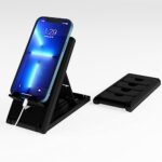 Striff Smartphone Stand, Tabletop, Foldable, Mobile Phone Stand, Tablet Stand, Smartphone Holder, Adjustable Height, Lightweight, Compact, Portrait And Horizontal, Easy To Carry(Black)