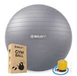 Boldfit Gym Ball For Exercise Anti Burst Exercise Ball With Foot Pump For Workout Yoga Ball For Women And Men Swiss Ball For Balance Stability Training, Birthing Ball For Pregnancy, Fitness-Grey 65Cm