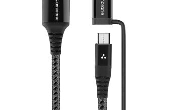 Ambrane 2 In 1 Type-C & Micro Usb Cable With 3A Fast Charging Mobile Cable, 480 Mbps Data Sync, Quick Charge 3.0, 1M Braided Cable, Compatible With All Type-C & Micro Usb Devices (Abdc-10, Black)
