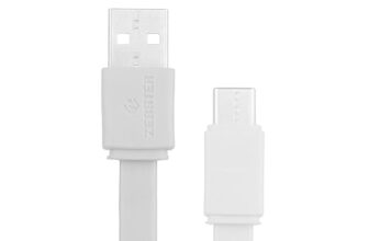 Zebster Z-Cc25 Usb To Type C Cable, Flat Cable, Supports Upto 3A,Charge & Sync (White)