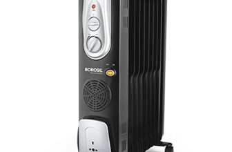 Borosil Volcano 9 Fin Ofr | 3 Power Heating Mode, 2400W Oil Filter Filled Radiator Room Heater | Noiseless Operation, Ptc Fan | 2 Years Warranty, Black